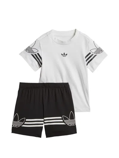 Adidas Originals Kids' Originals Outline T-shirt Shorts Set In White