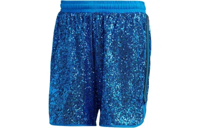 Pre-owned Adidas Originals Originals Trefoil Blue Version Sequin Embellished Athletic Straight Shorts