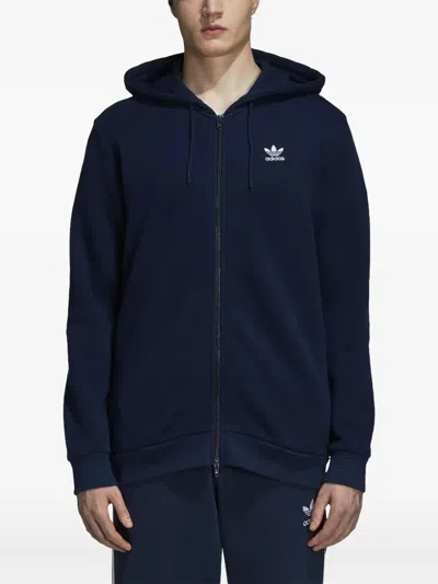Adidas Originals Originals Trefoil-embroidered Full-zip Hoodie In Blue