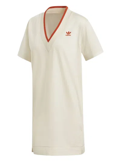 Adidas Originals Originals V-neck Mini Dress In White