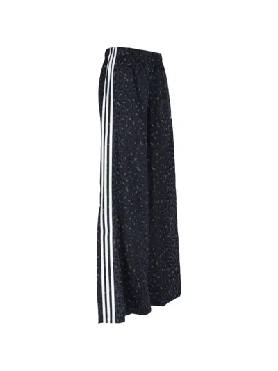 Adidas Originals Originals Wide-leg Leopard-print Track Pants In Black