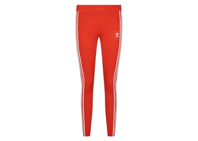 Pre-owned Adidas Originals Originals Women's Adicolor 3 Stripes Trefoil Tights In Red
