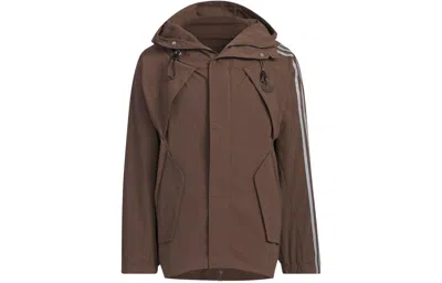 Pre-owned Adidas Originals Originals X Hamcus Fw23 Three-stripe Trail Survey Hooded Jacket - Ix7080 In Brown