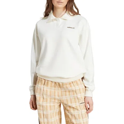 Adidas Originals Oversize Faux Suede Sweatshirt In Off White
