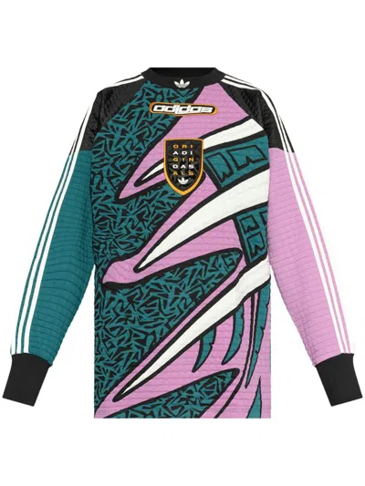 Adidas Originals Graphic-pattern Long-sleeve Football Top In Multicolour