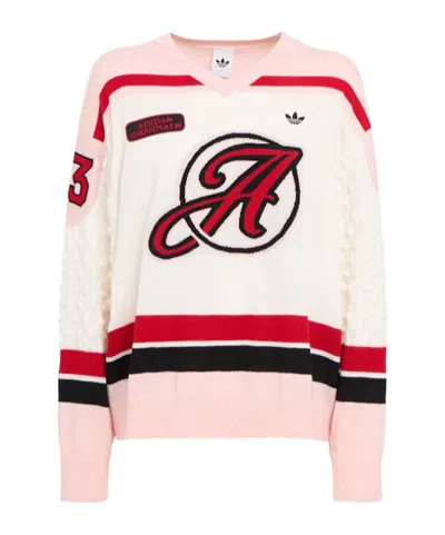 Adidas Originals Oversize Knit Jersey Sports Top In Pink