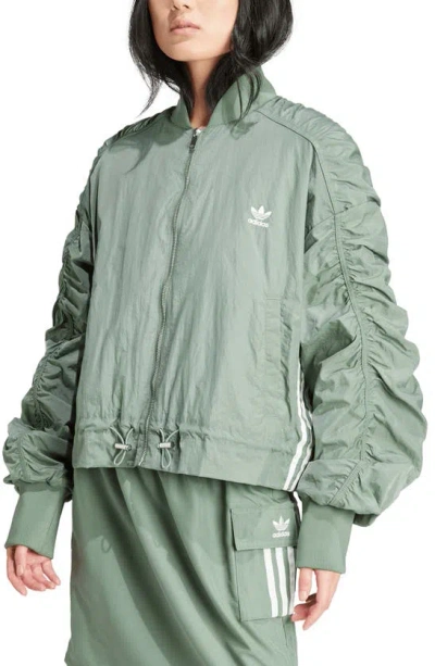 ADIDAS ORIGINALS OVERSIZE RUCHED SLEEVE BOMBER JACKET