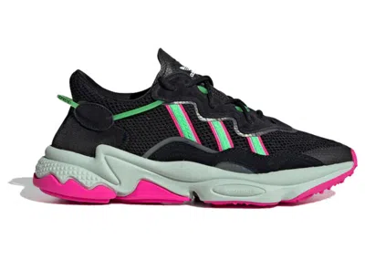 Pre-owned Adidas Originals Ozweego Black Pink (women's) Sneakers In Core Black/shock Lime/shock Pink