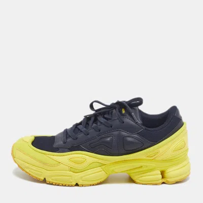 Pre-owned Adidas Originals Ozweego Size 43.5 Navy Blue/yellow Leather And Mesh Lace Up Sneakers