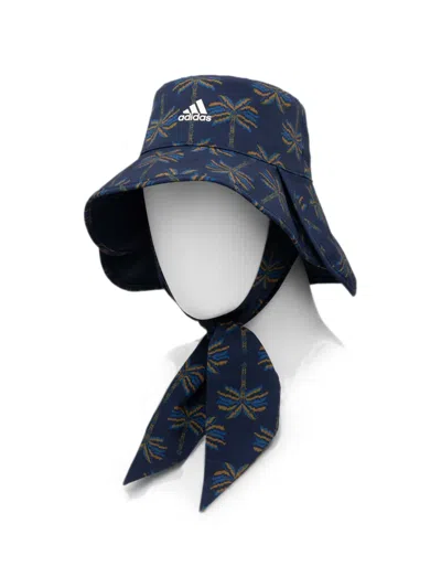 Adidas Originals Palm-tree Print Bucket Hat In Blue