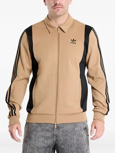 Adidas Originals Panel Stripes Zipped Sweatshirt In Neutral