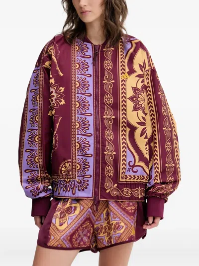 Adidas Originals Patterned Bomber Jacket In Red