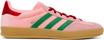 Adidas Originals Pink Gazelle Indoor Sneakers In Court Green / Glow P