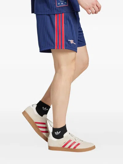 Adidas Originals Pinstripe Arsenal Sports Shorts In Blue