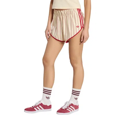 Adidas Originals Pinstripe High Waist Shorts In Red