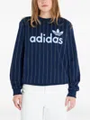 Adidas Originals Pinstripe-pattern Graphic-print Sweatshirt In Blue
