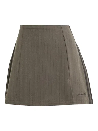 Adidas Originals Pinstripe-pattern Mini Skirt In Brown