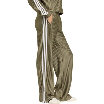 Adidas Originals Pinstripe Wide Leg Track Pants In Brown