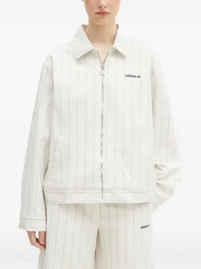 Adidas Originals Pinstripe Zip-up Jacket In Metallic