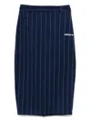 Adidas Originals Pinstriped Pencil Midi Skirt In Nindigo/owhite Indnui/blacas