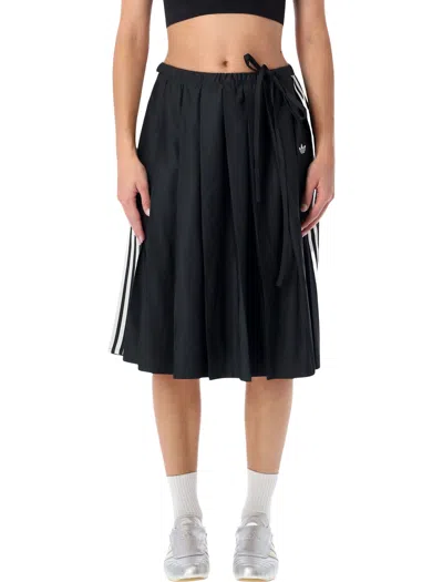 Adidas Originals Pleated Midi Skirt In Black