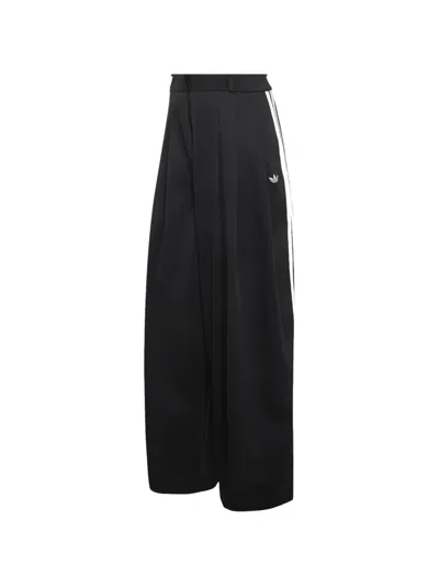 Adidas Originals Pleated Side-stripe Trousers In Black