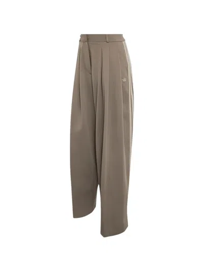 Adidas Originals Pleated Side-stripe Trousers In Neutral