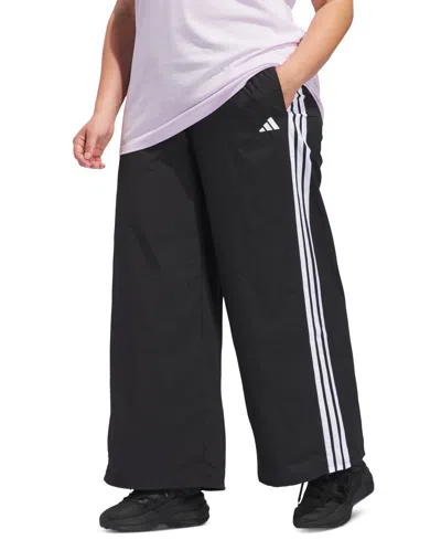 Adidas Originals Plus Size 3-stripe Trim Woven Track Pants In Black