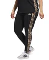 Adidas Originals Plus Size Animal-print 3-stripes High-rise Full-length Leggings In Black