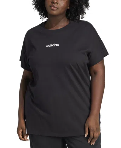 Adidas Originals Plus Size Cotton The Essentials Crewneck T-shirt In Black