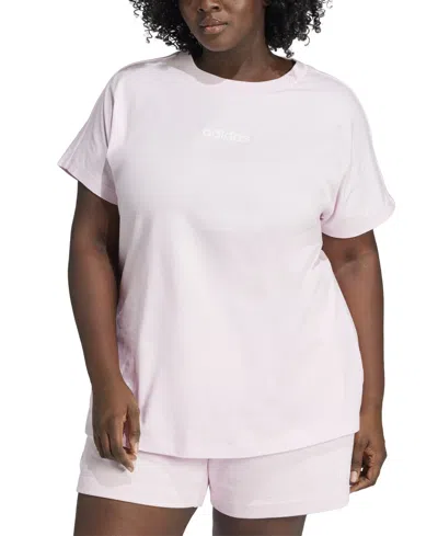 Adidas Originals Plus Size Cotton The Essentials Crewneck T-shirt In Pink