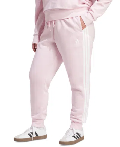 Adidas Originals Plus Size Essentials 3-stripes Fleece Slim Pants In Pink