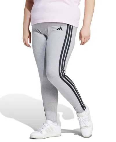 Adidas Originals Plus Size Essentials 3-stripes Cotton Leggings In White