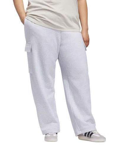 Adidas Originals Plus Size Essentials Fleece Logo Cargo Pants In Gray