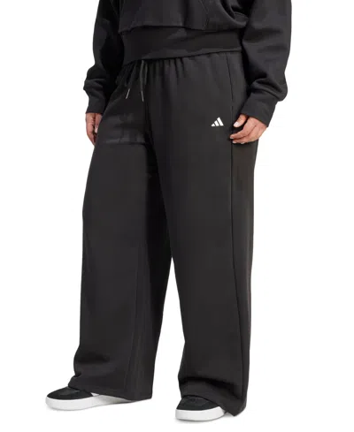 Adidas Originals Plus Size Essentials Fleece Mid-rise Sweatpants In Black