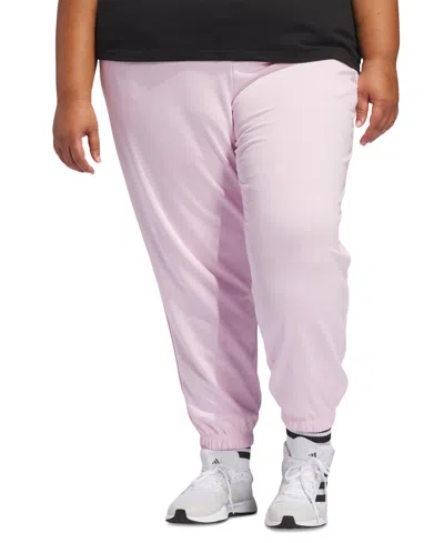 Adidas Originals Plus Size Essentials Full-length Drawstring Joggers In Clpink,whi