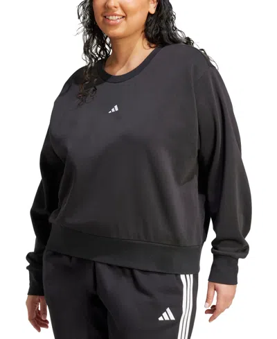 Adidas Originals Plus Size Essentials Small-logo Fleece Sweatshirt In Black