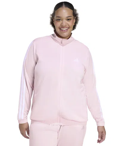 Adidas Originals Plus Size Essentials Tricot Three Stripes Track Jacket In Pink