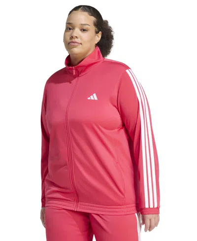 Adidas Originals Plus Size Essentials Tricot Three Stripes Track Jacket In Pink