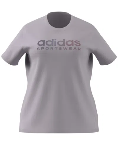 Adidas Originals Plus Size Graphic Linear Logo Cotton T-shirt In Sildaw