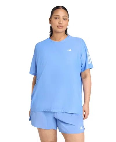 Adidas Originals Plus Size Own The Run Crew Neck T-shirt In Blue