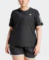Adidas Originals Plus Size Own The Run Moisture-wicking T-shirt In Black