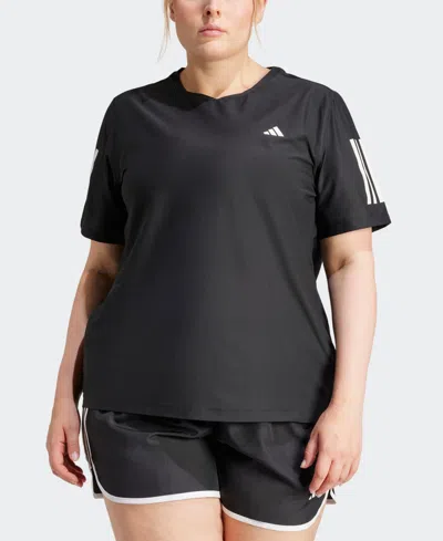 Adidas Originals Plus Size Own The Run Moisture-wicking T-shirt In Black
