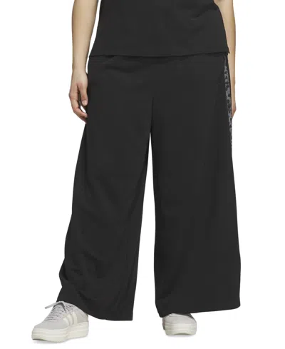 Adidas Originals Plus Size Seasonal Essentials Animal Print French Terry Pants In Black