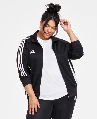 Adidas Originals Plus Size Tiro 24 Stand Collar Zip-front Track Jacket In Black,whit