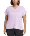 Adidas Originals Plus Size Train Essentials V-neck Short-sleeve Tee In Purple