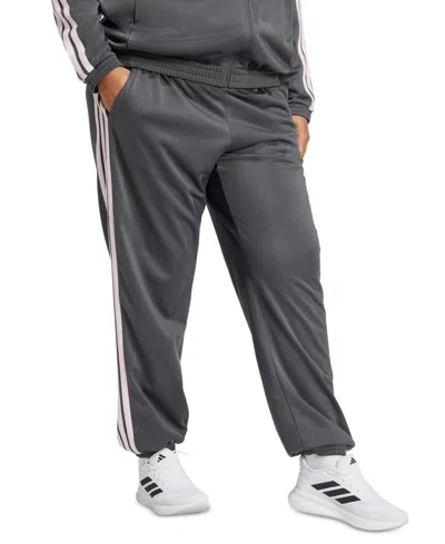 Adidas Originals Plus Size Tricot 3-stripes Track Pants In Black,white