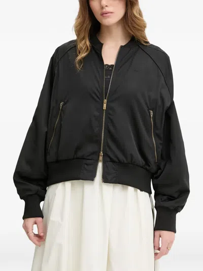 Adidas Originals Polka-dot Sheer-trim Bomber Jacket In Black