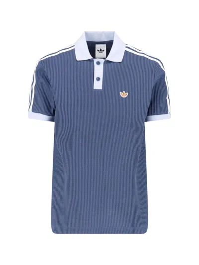 Adidas Originals Polo "waffle Knit" In Blue