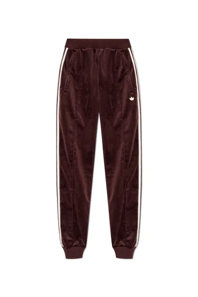 Adidas Originals Premium Brushed Velvet Track Pants In Brown